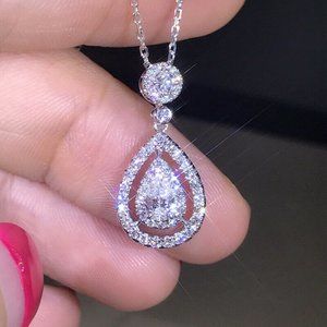 925 Italy Necklace & White Sapphire Pendant.